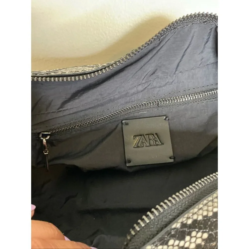Zara Snakeskin Baguette Style Handbag | Grey and Black - Picture 5 of 5